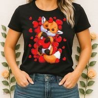 Animal Lovers Fox Heart Valentine's Days Women's T-Shirt thumb 2