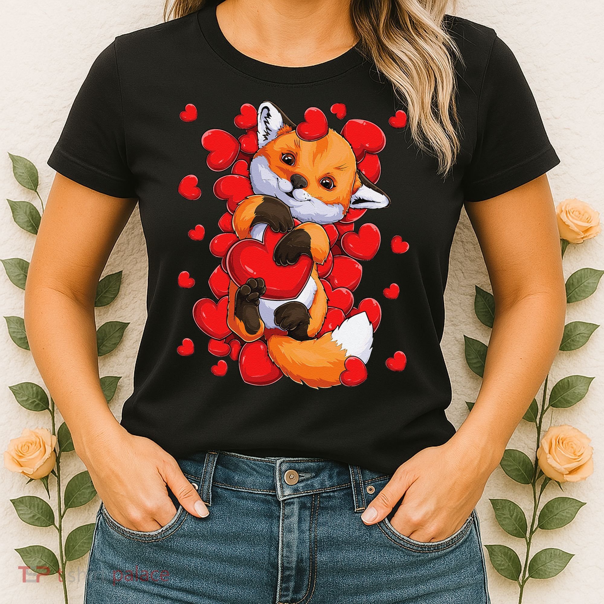 Animal Lovers Fox Heart Valentine's Days Women's T-Shirt