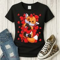 Animal Lovers Fox Heart Valentine's Days Women's T-Shirt thumb 3