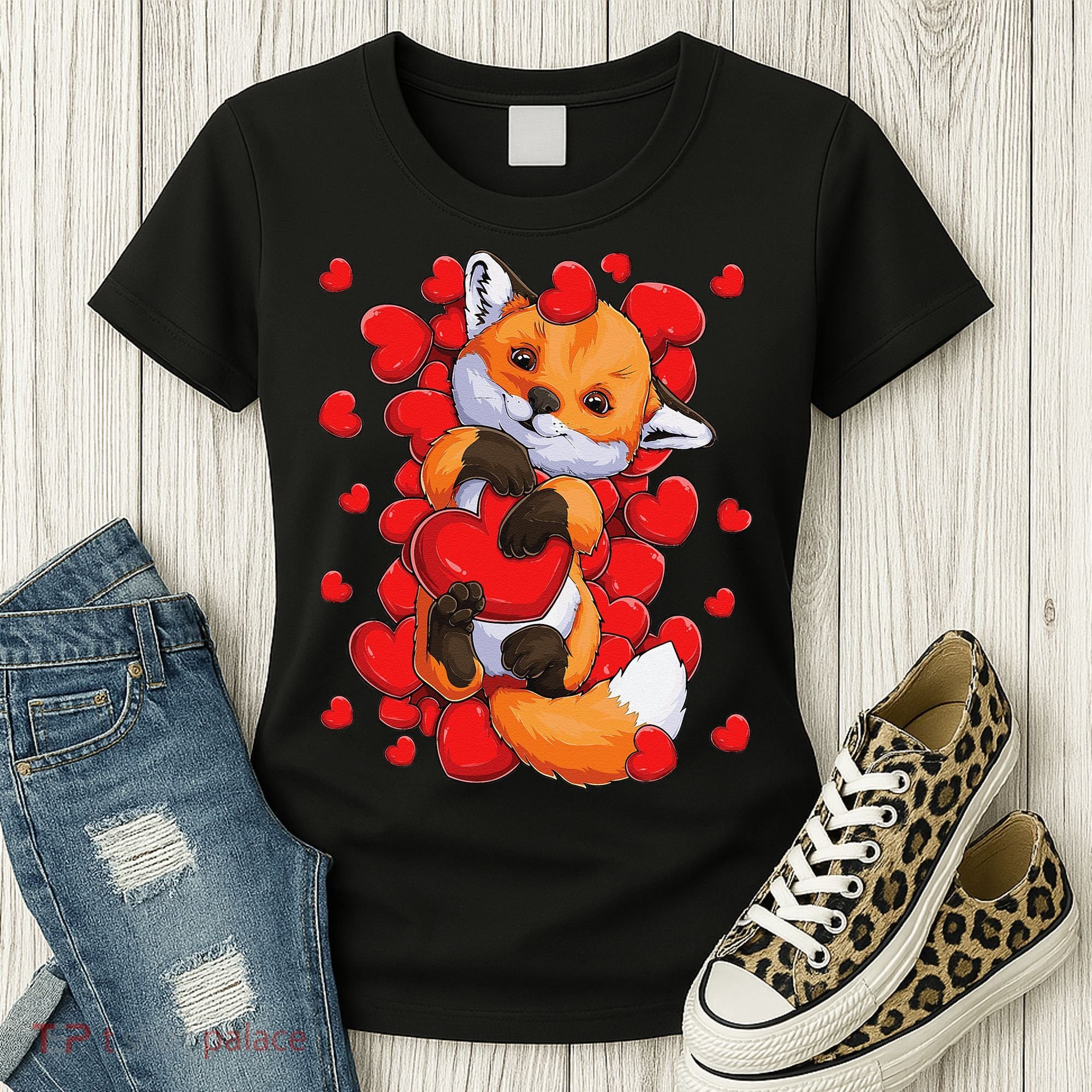 Animal Lovers Fox Heart Valentine's Days Women's T-Shirt