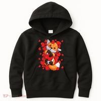 Animal Lovers Fox Heart Valentine's Days Kids Hoodie thumb 0