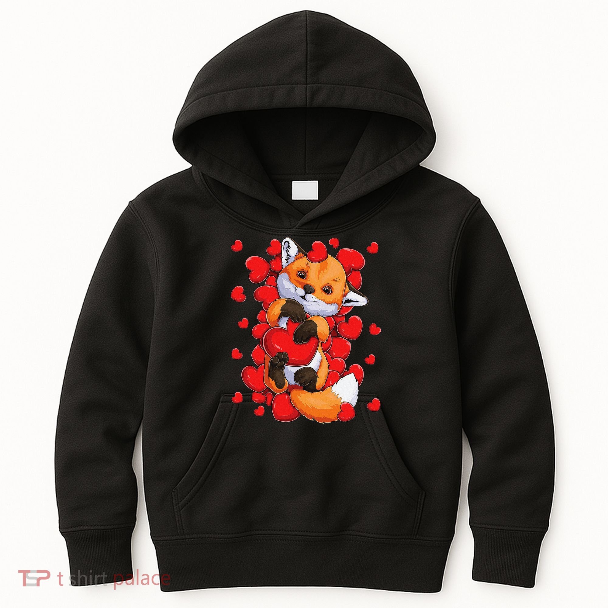 Animal Lovers Fox Heart Valentine's Days Kids Hoodie