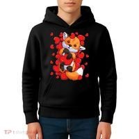 Animal Lovers Fox Heart Valentine's Days Kids Hoodie thumb 4