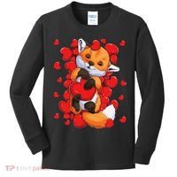 Animal Lovers Fox Heart Valentine's Days Kids Long Sleeve Shirt thumb 0
