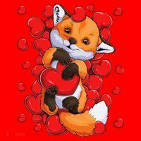 Animal Lovers Fox Heart Valentine's Days Santa Hat thumb 1