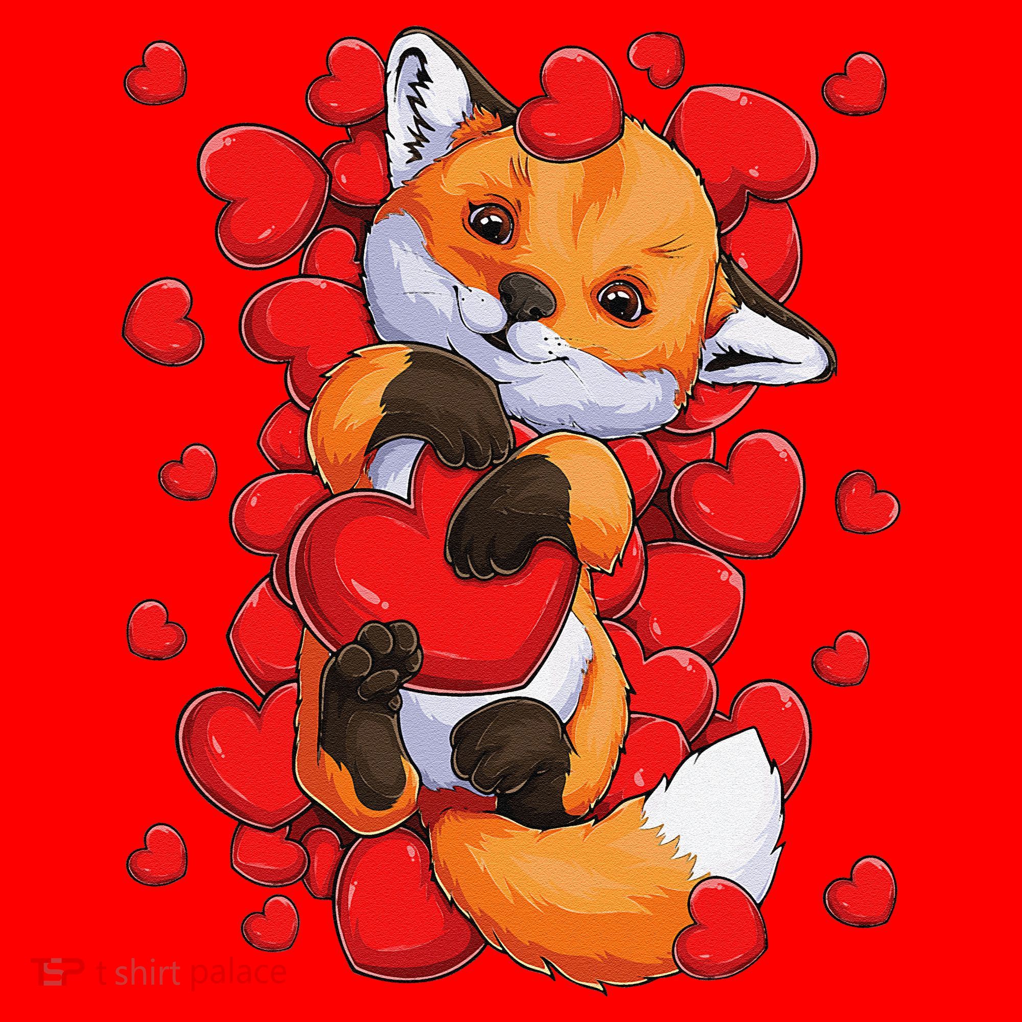 Animal Lovers Fox Heart Valentine's Days Santa Hat