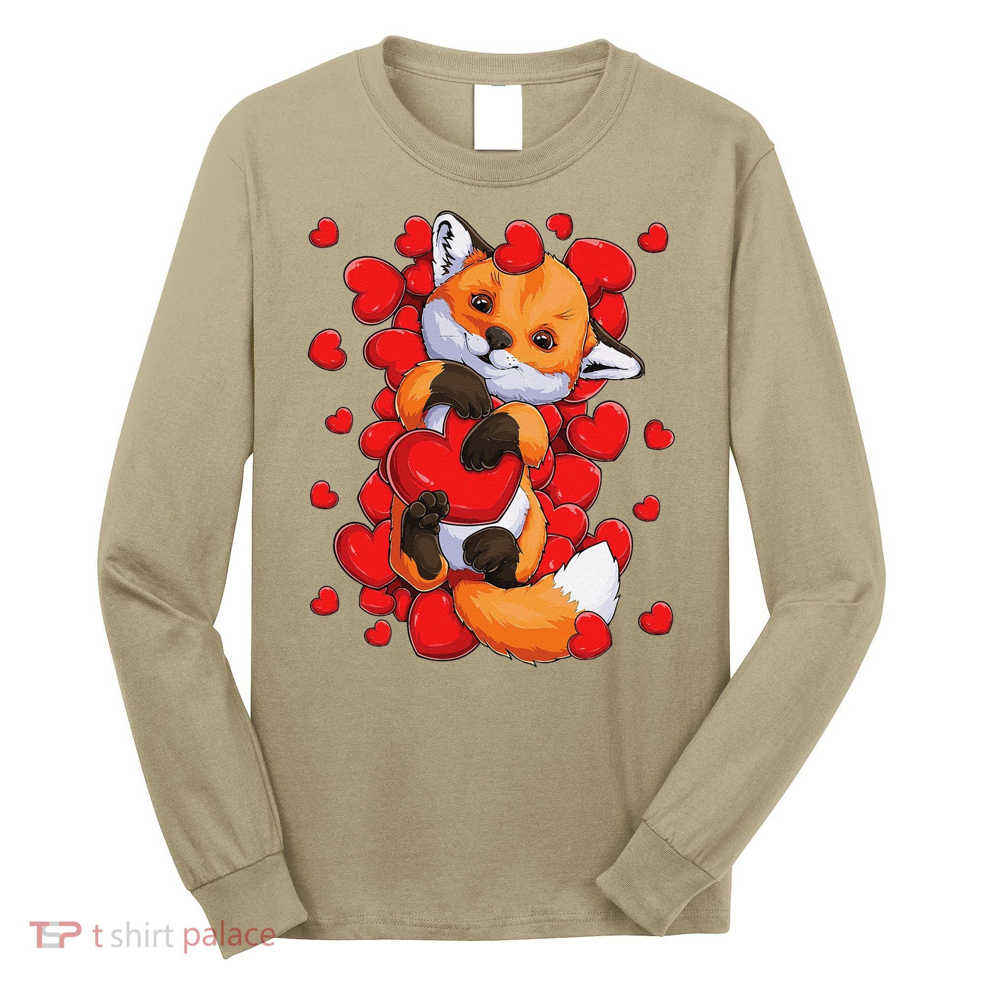 Animal Lovers Fox Heart Valentine's Days Long Sleeve Shirt