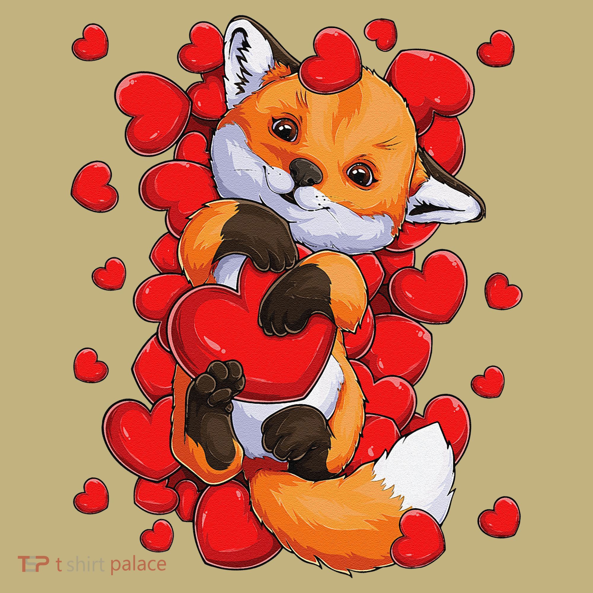 Animal Lovers Fox Heart Valentine's Days Long Sleeve Shirt