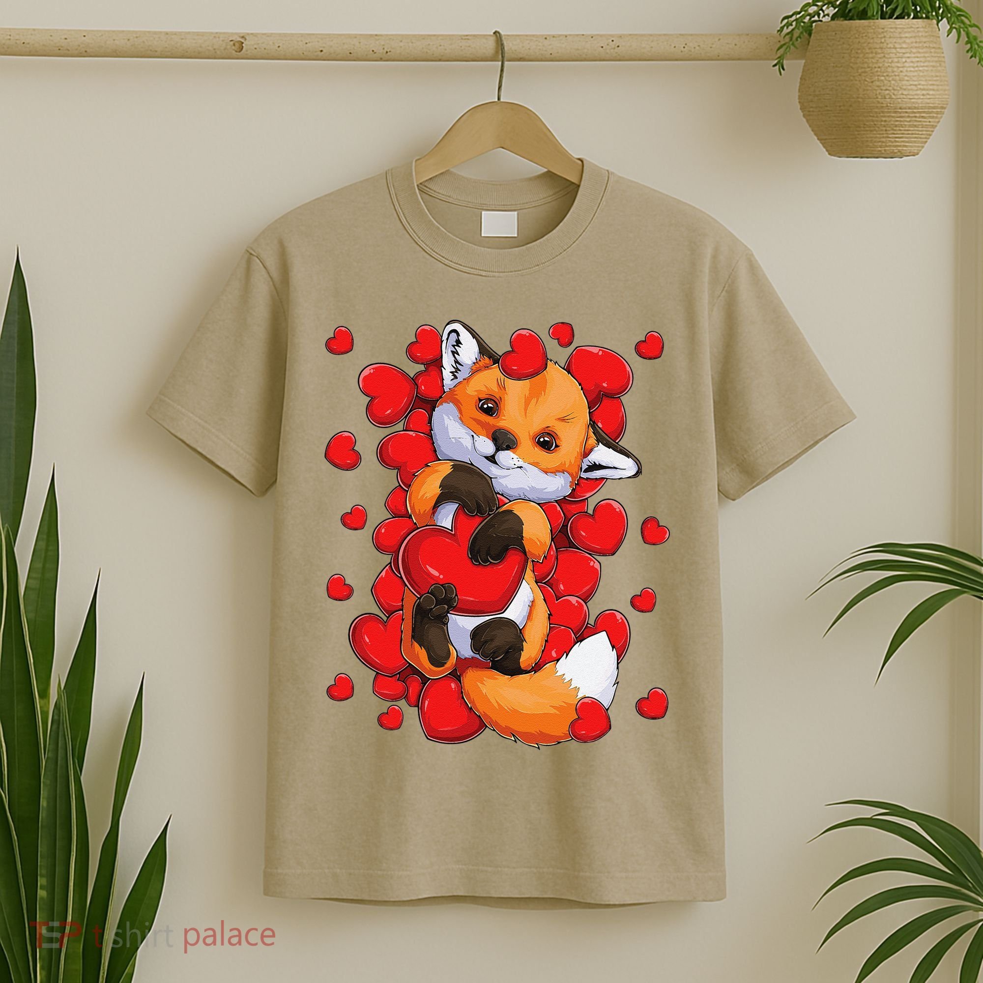 Animal Lovers Fox Heart Valentine's Days T-Shirt