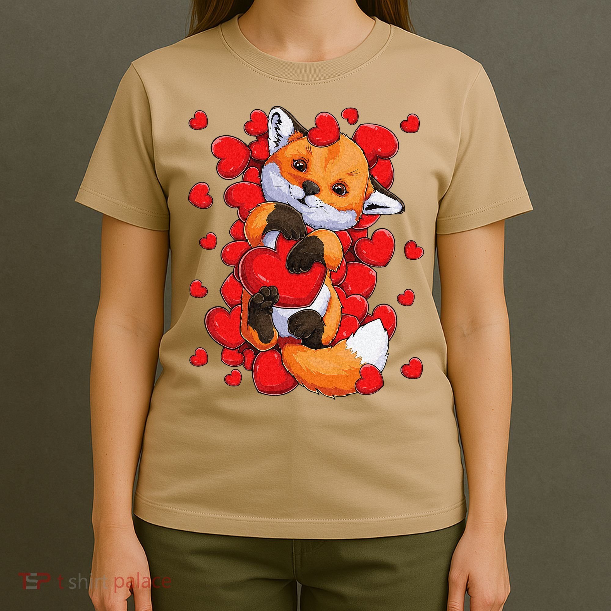 Animal Lovers Fox Heart Valentine's Days T-Shirt