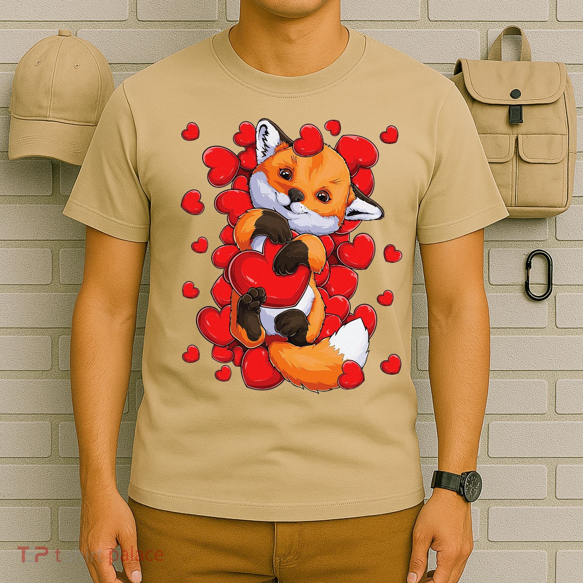 Animal Lovers Fox Heart Valentine's Days T-Shirt