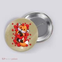 Animal Lovers Fox Heart Valentine's Days Button thumb 0