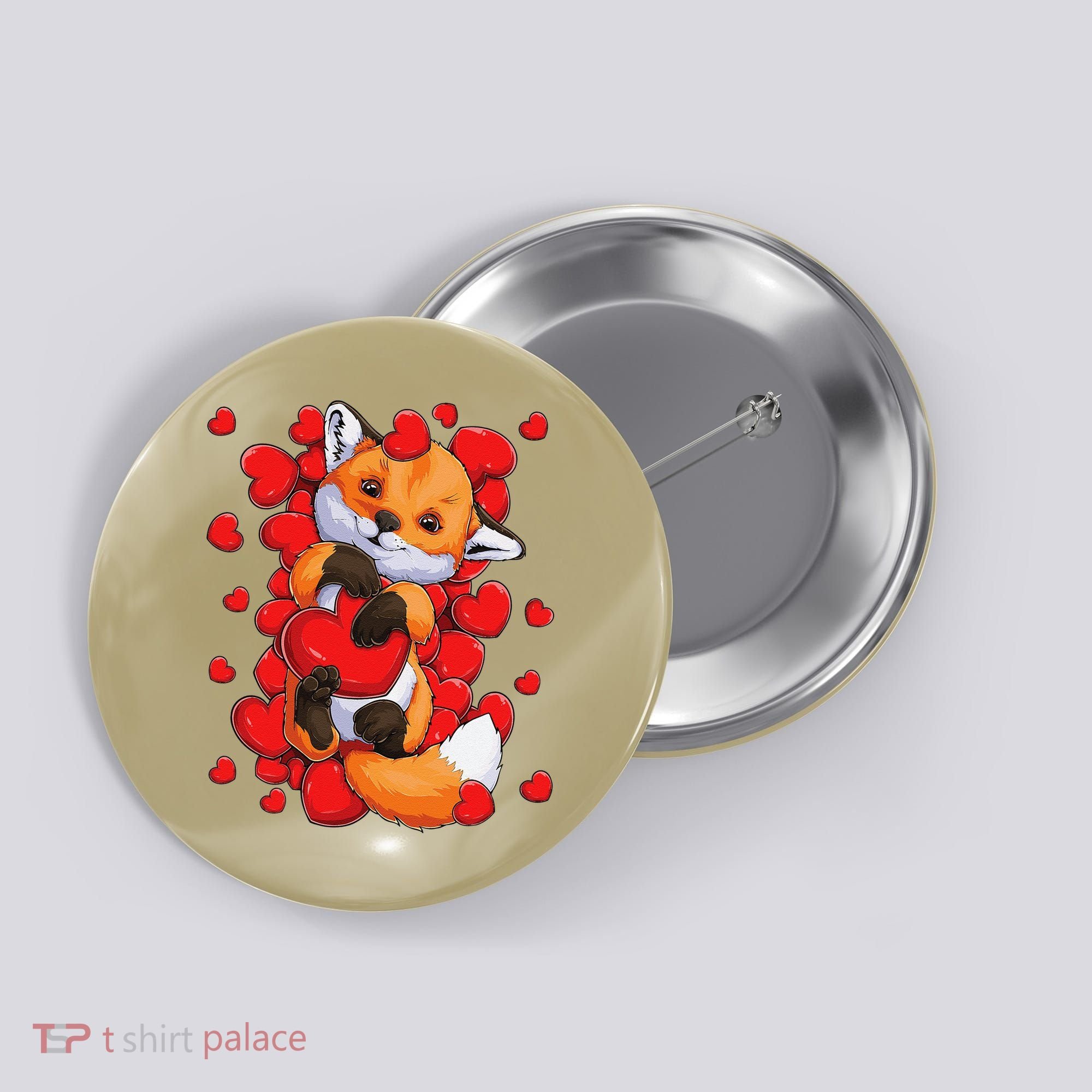 Animal Lovers Fox Heart Valentine's Days Button