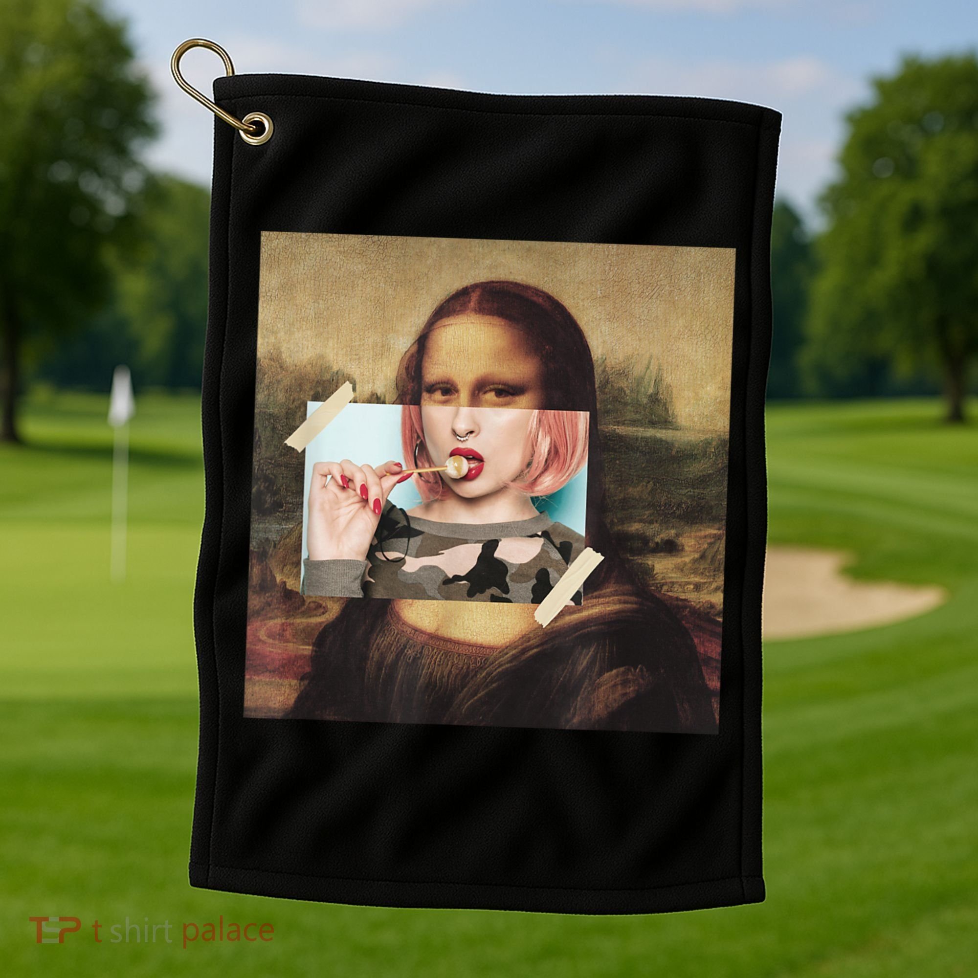Aesthetic La Gioconda Mona Lisa E-Girl Pop Culture Golf Towel