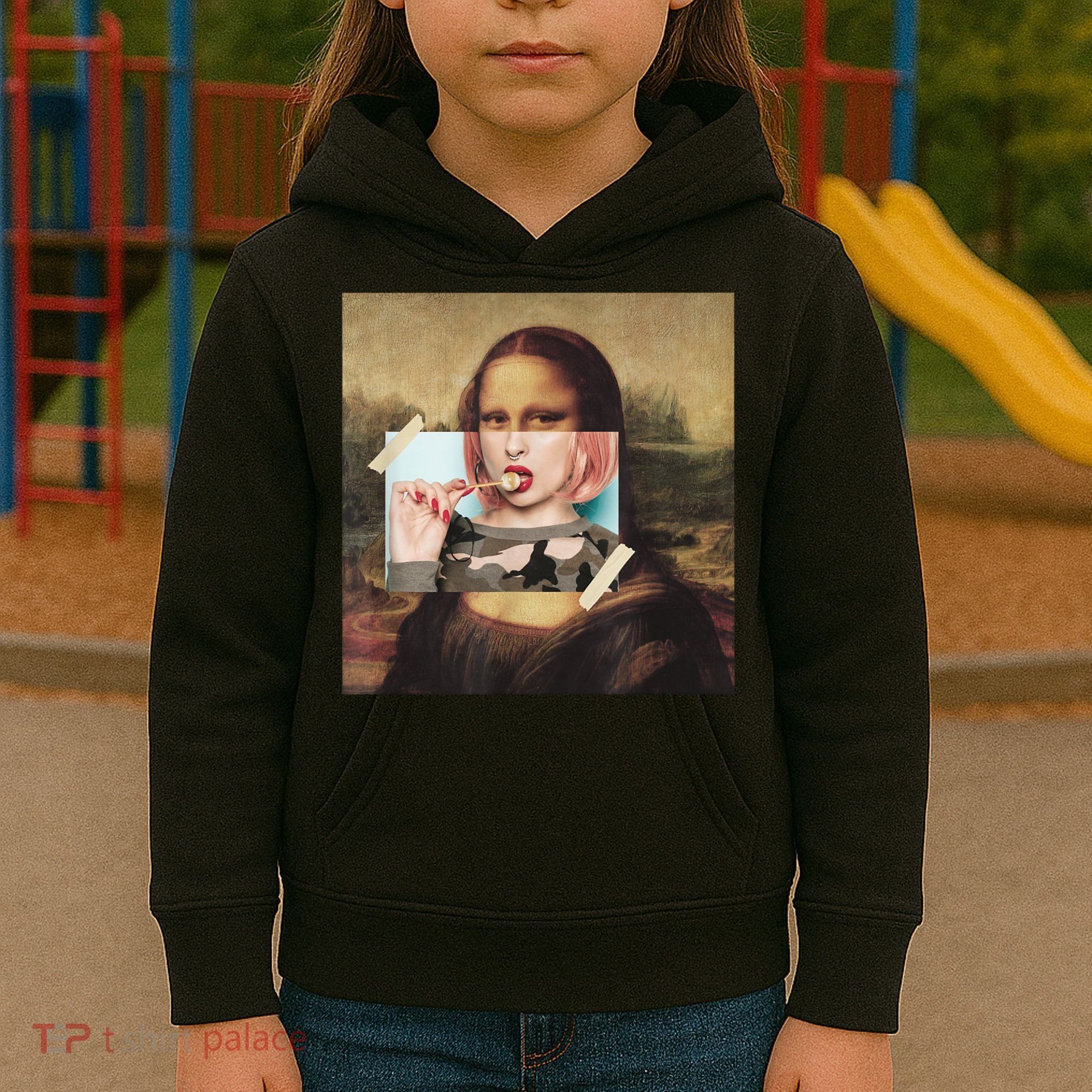 Aesthetic La Gioconda Mona Lisa E-Girl Pop Culture Kids Hoodie