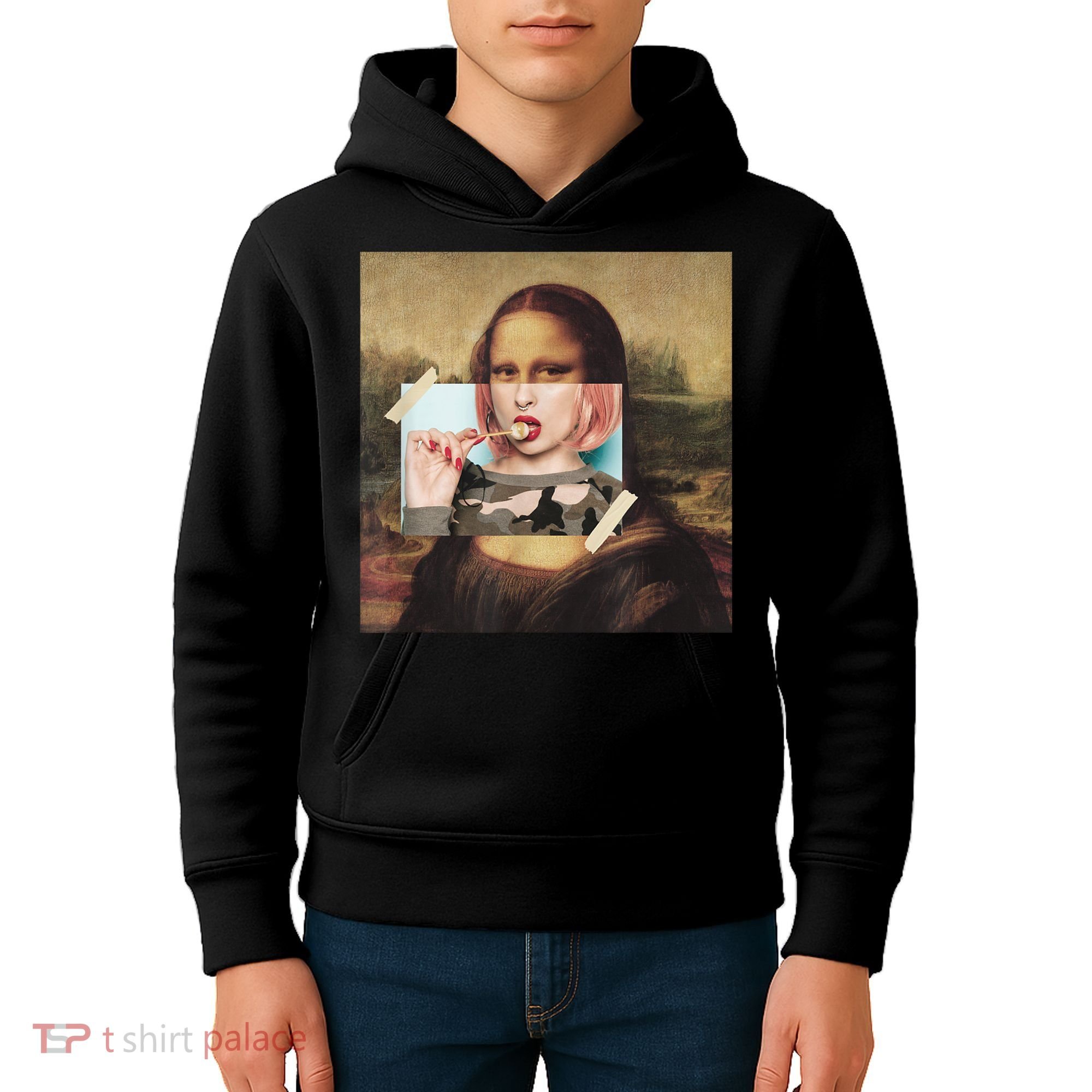 Aesthetic La Gioconda Mona Lisa E-Girl Pop Culture Kids Hoodie