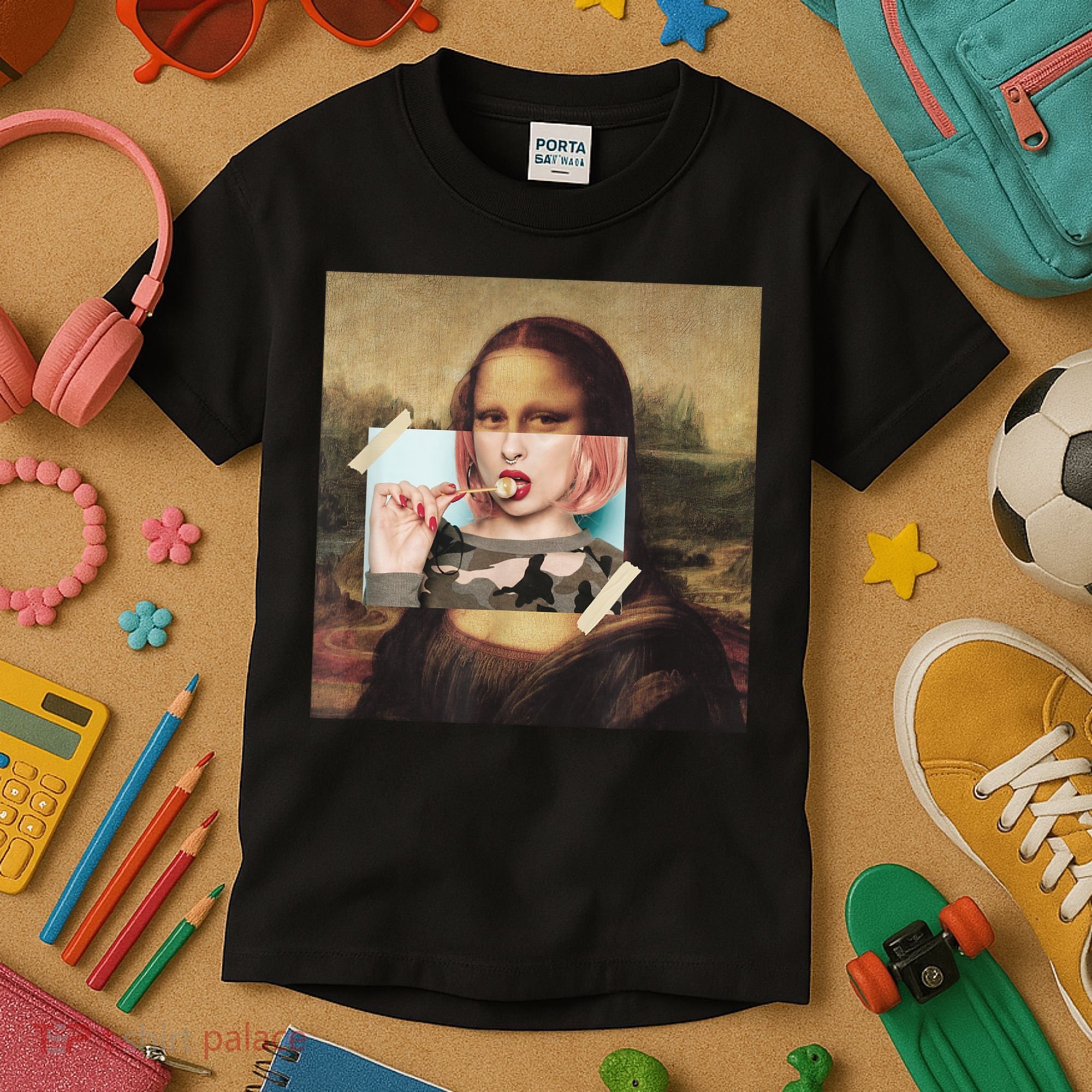Aesthetic La Gioconda Mona Lisa E-Girl Pop Culture Kids T-Shirt