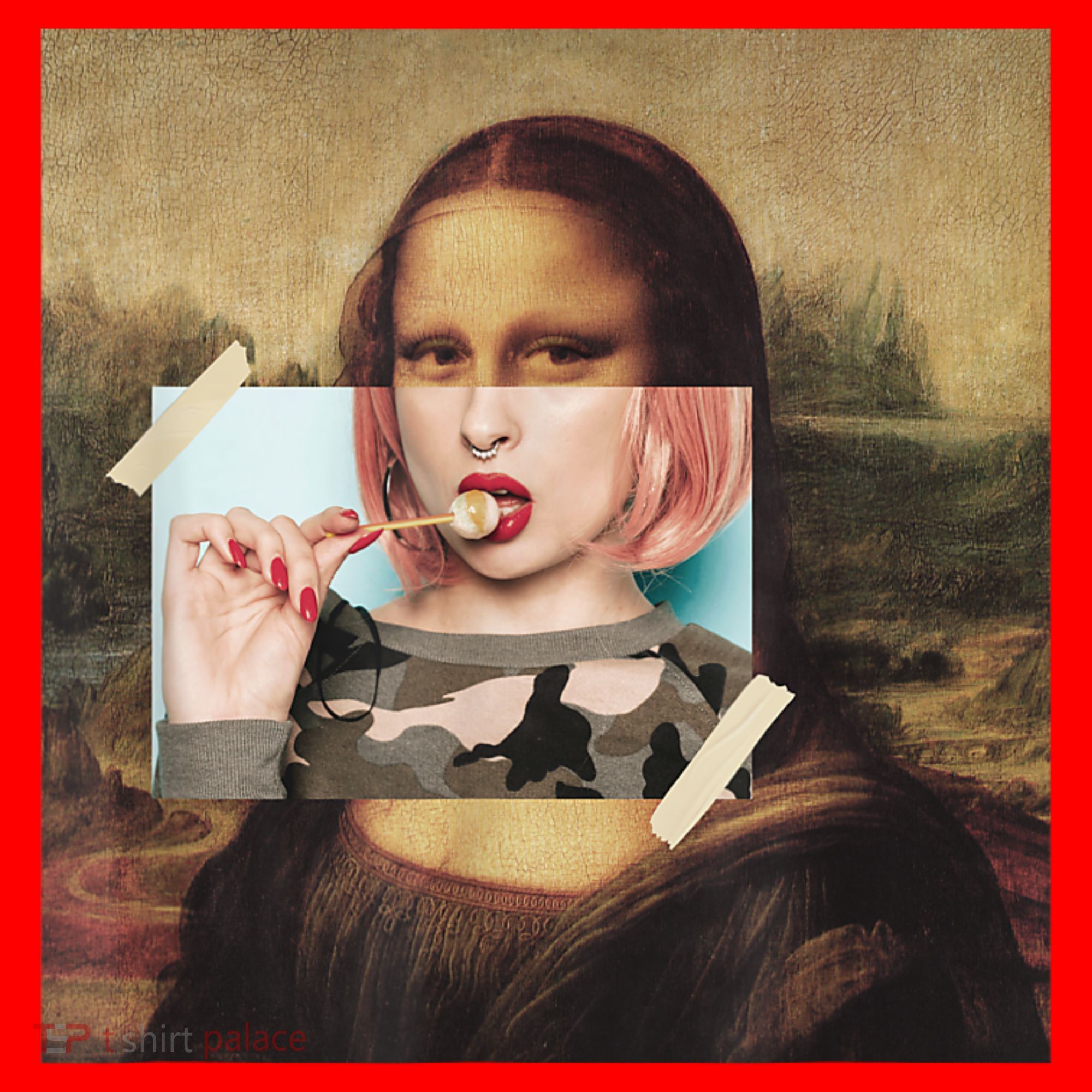 Aesthetic La Gioconda Mona Lisa E-Girl Pop Culture Santa Hat