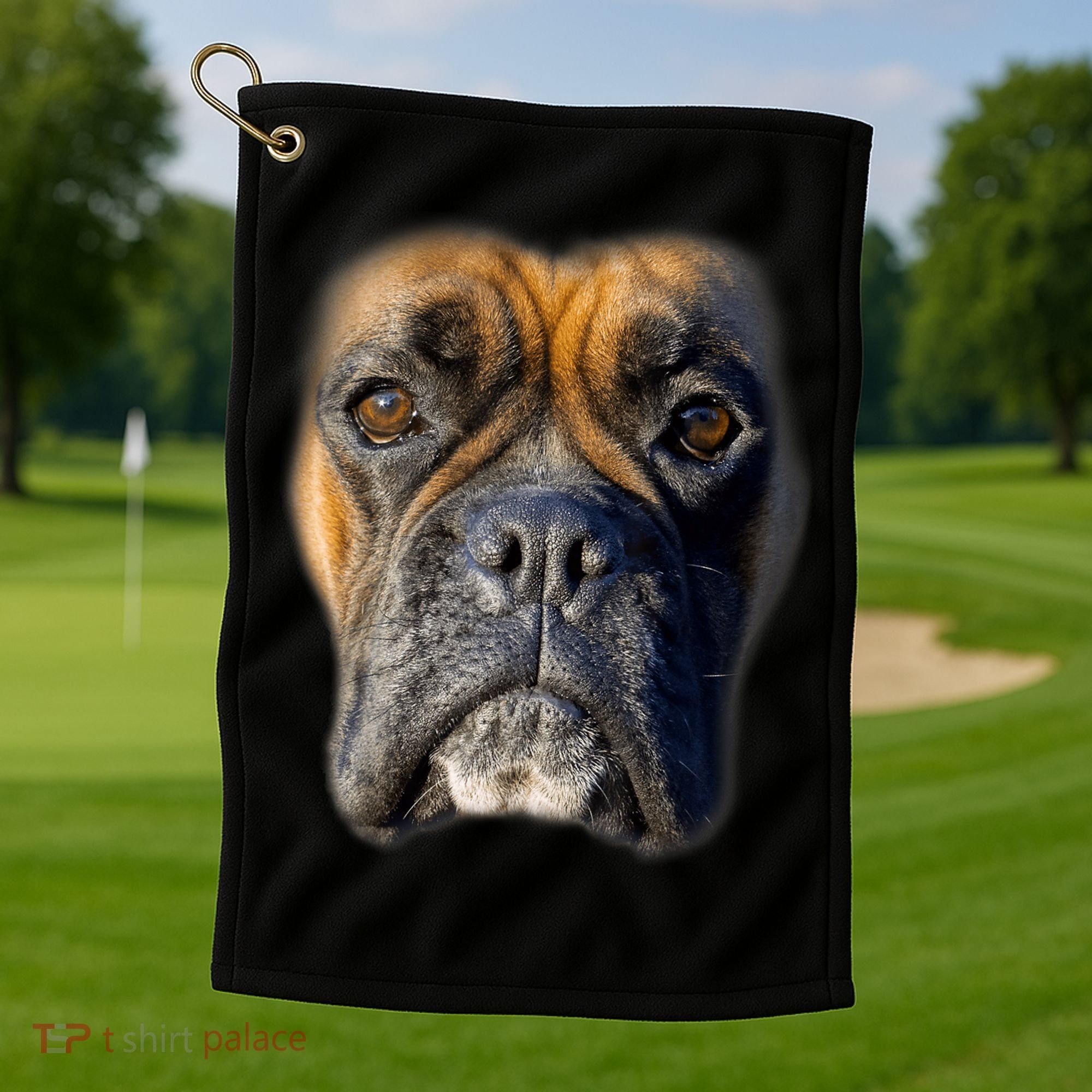 Animal Lover Gift Boxer Face Funny Dog Lovers Tshirt Golf Towel