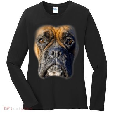 Animal Lover Gift Boxer Face Funny Dog Lovers Tshirt Women's Long Sleeve Shirt