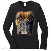 Animal Lover Gift Boxer Face Funny Dog Lovers Tshirt Women's Long Sleeve Shirt thumb 0