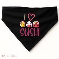 Anime Lover Gift Asian Food Nigiri Sashimi Maki I Love Sushi USA-Made Doggie Bandana thumb 0