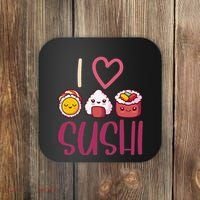 Anime Lover Gift Asian Food Nigiri Sashimi Maki I Love Sushi Coaster thumb 0