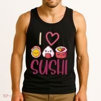 Anime Lover Gift Asian Food Nigiri Sashimi Maki I Love Sushi Tank Top thumb 3