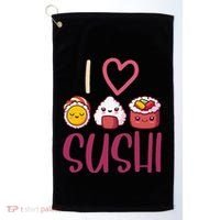 Anime Lover Gift Asian Food Nigiri Sashimi Maki I Love Sushi Golf Towel thumb 0