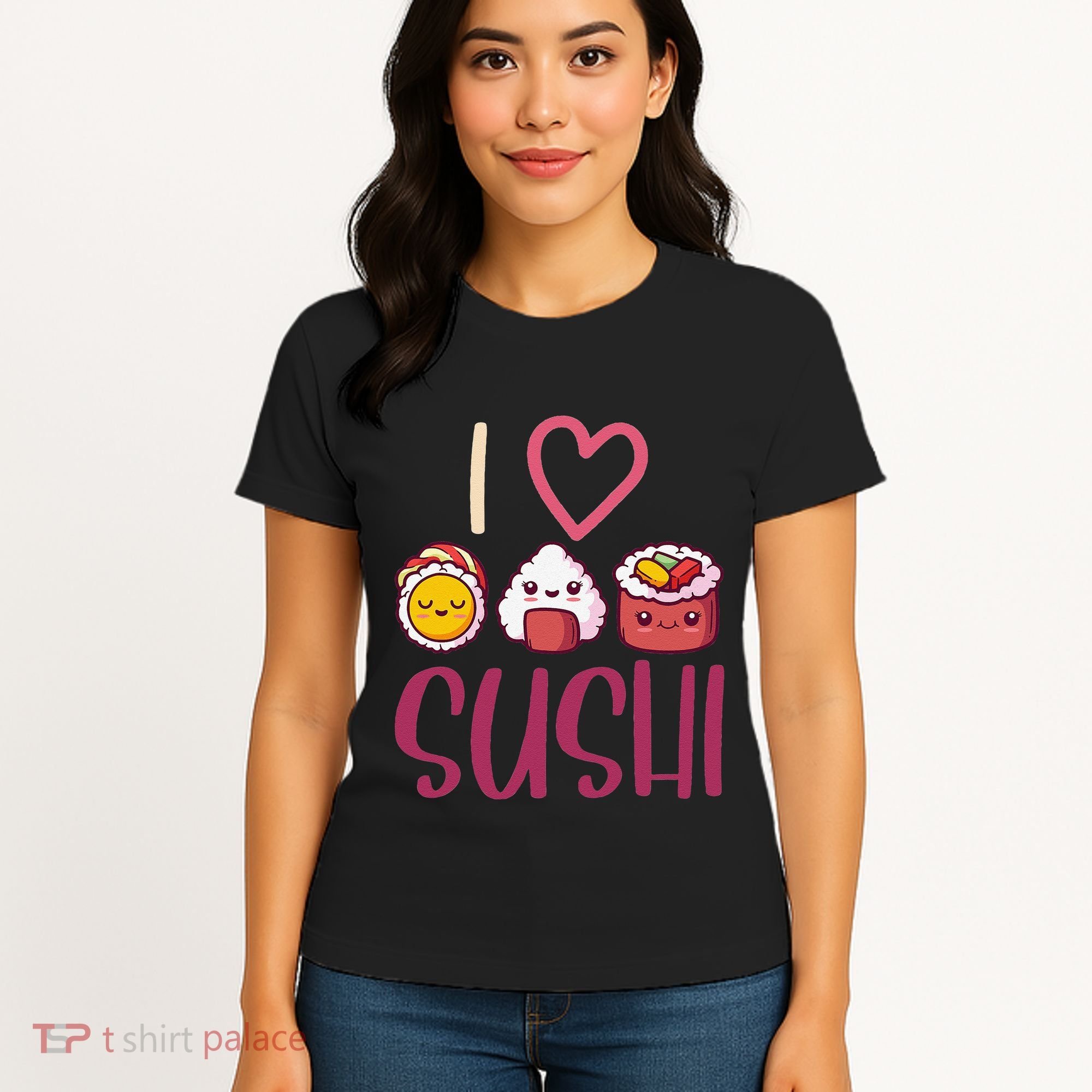 Anime Lover Gift Asian Food Nigiri Sashimi Maki I Love Sushi Women's T-Shirt
