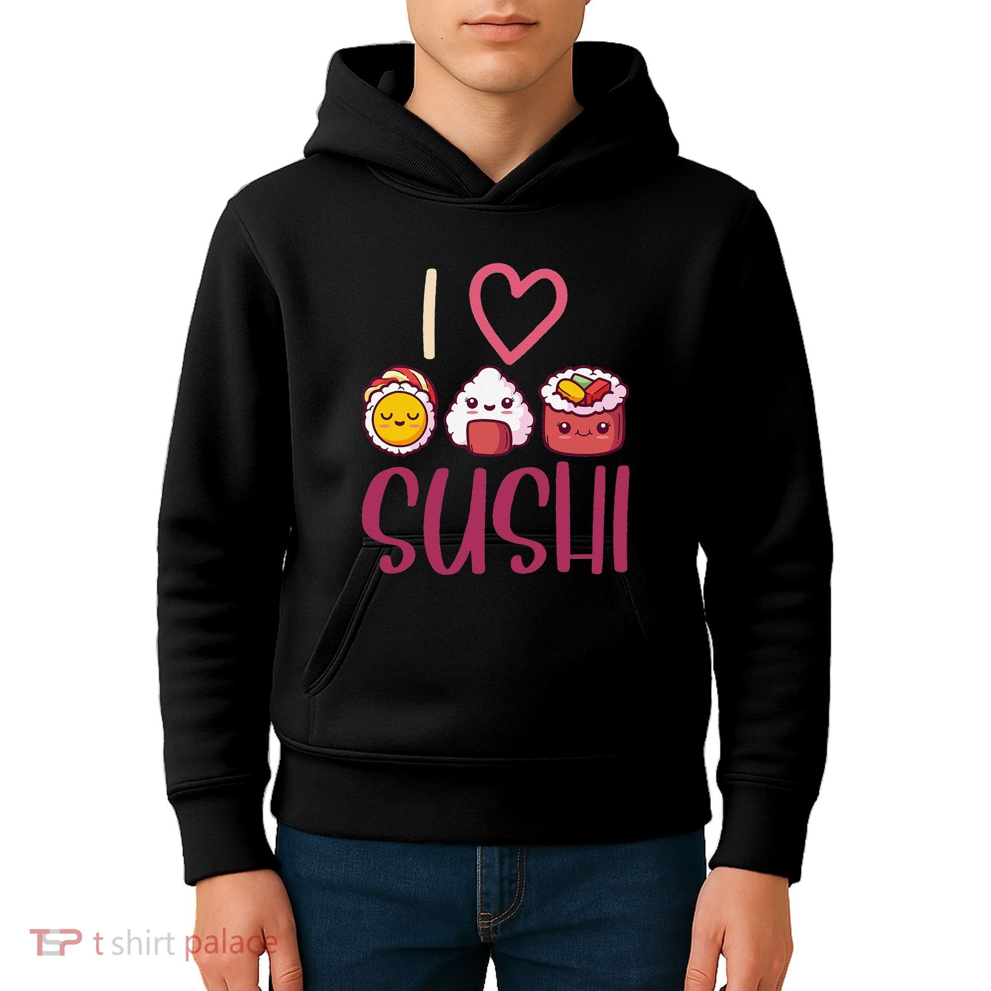 Anime Lover Gift Asian Food Nigiri Sashimi Maki I Love Sushi Kids Hoodie