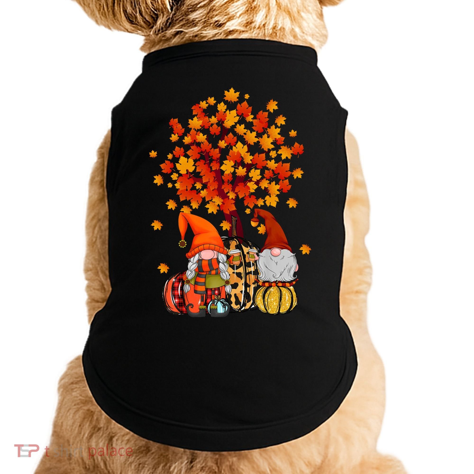 Autumn Leaves Gnomes Fall Season Pumpkin Doggie Tank