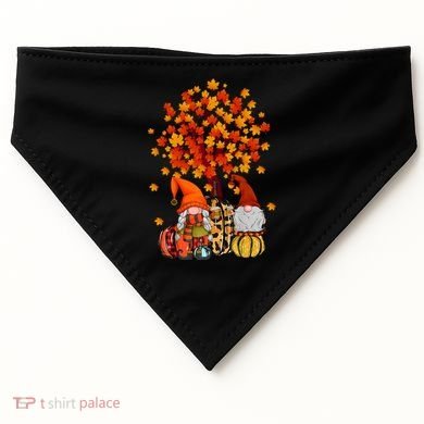 Autumn Leaves Gnomes Fall Season Pumpkin USA-Made Doggie Bandana