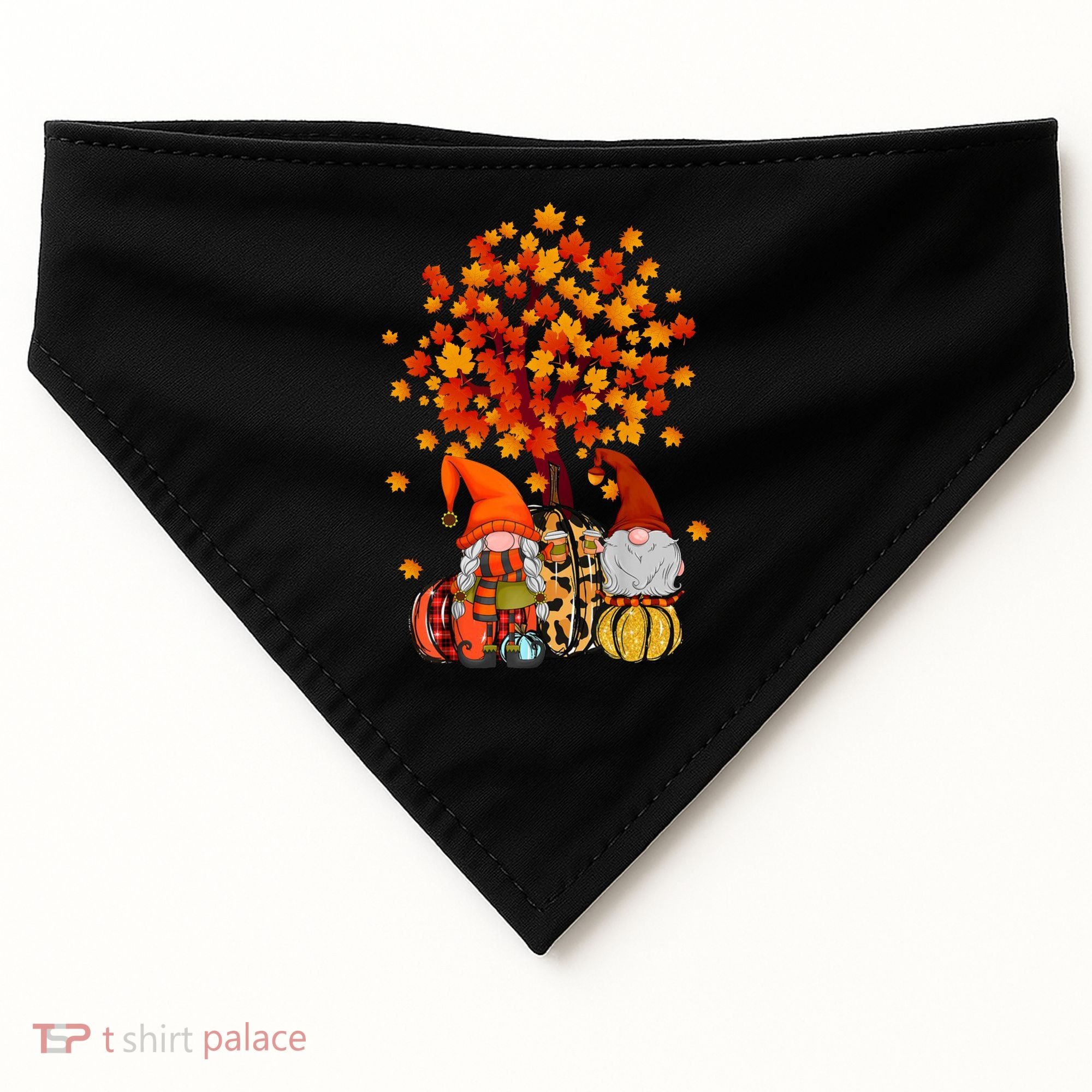 Autumn Leaves Gnomes Fall Season Pumpkin USA-Made Doggie Bandana