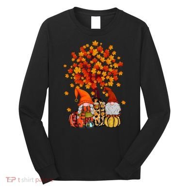 Autumn Leaves Gnomes Fall Season Pumpkin Long Sleeve Shirt