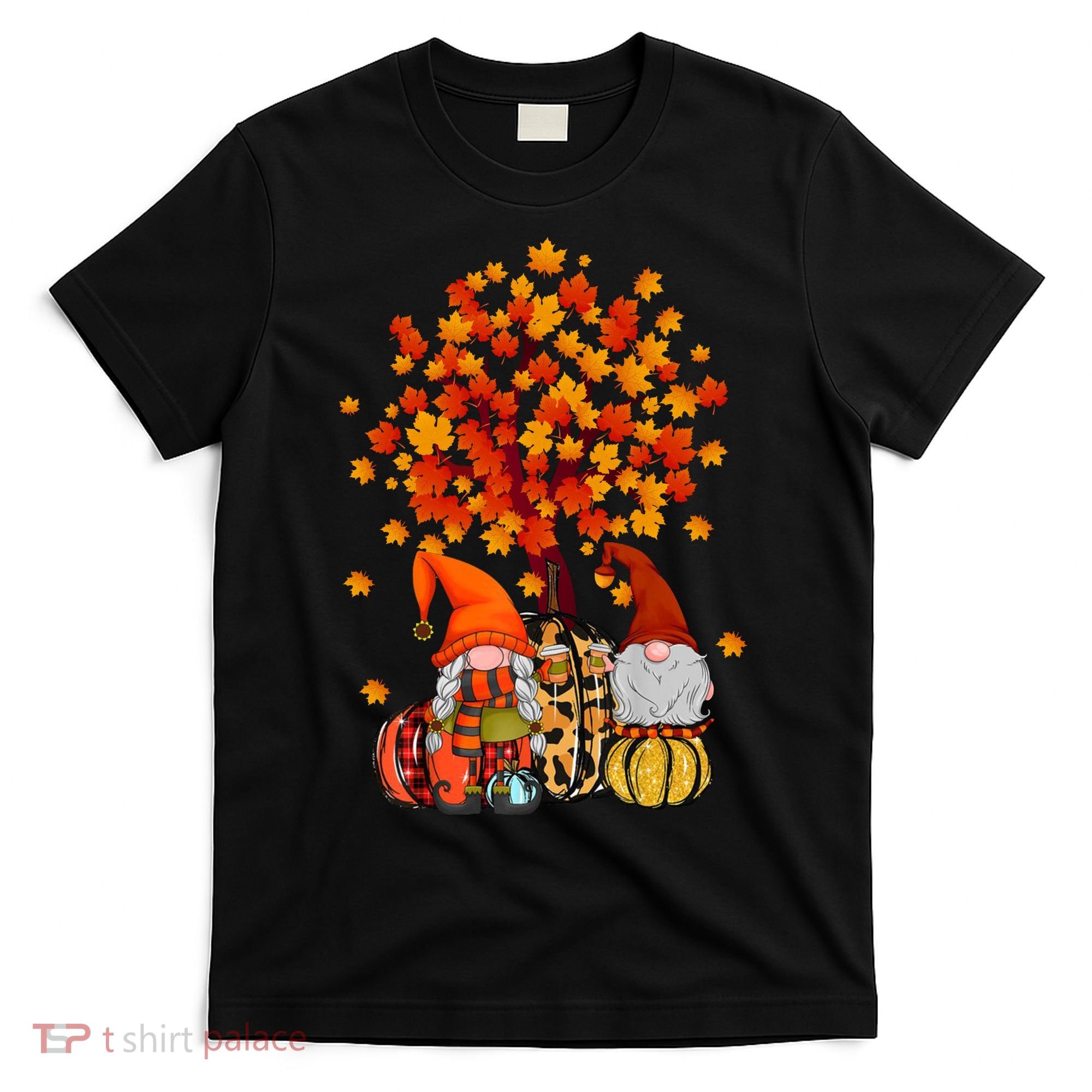 Autumn Leaves Gnomes Fall Season Pumpkin T-Shirt