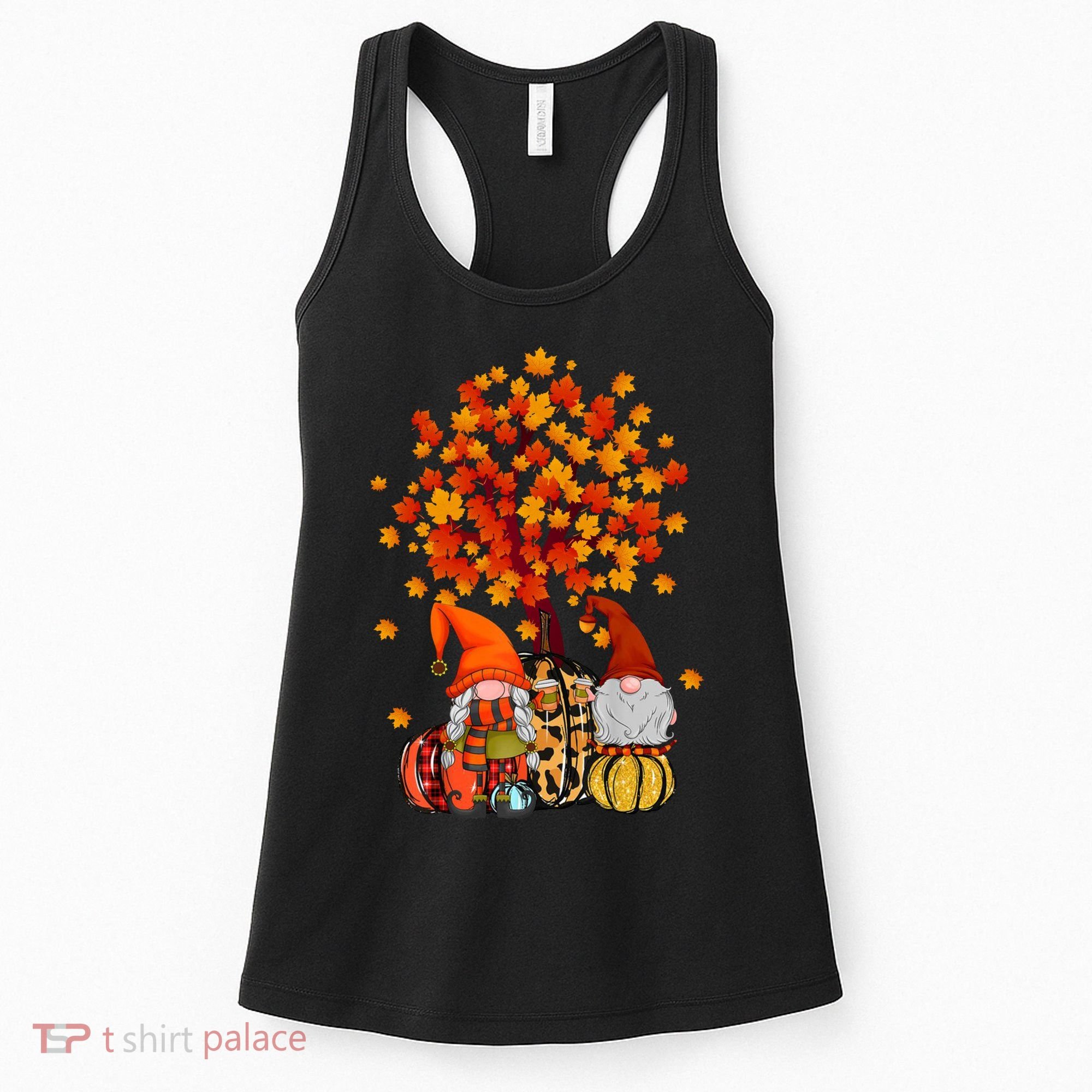 Autumn Leaves Gnomes Fall Season Pumpkin Women's Tank Top