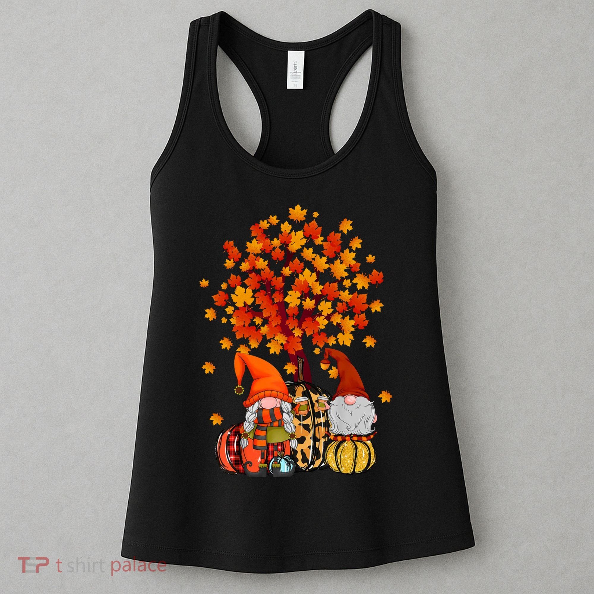 Autumn Leaves Gnomes Fall Season Pumpkin Women's Tank Top