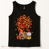 Autumn Leaves Gnomes Fall Season Pumpkin Tank Top thumb 2
