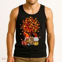Autumn Leaves Gnomes Fall Season Pumpkin Tank Top thumb 3