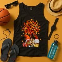 Autumn Leaves Gnomes Fall Season Pumpkin Tank Top thumb 4