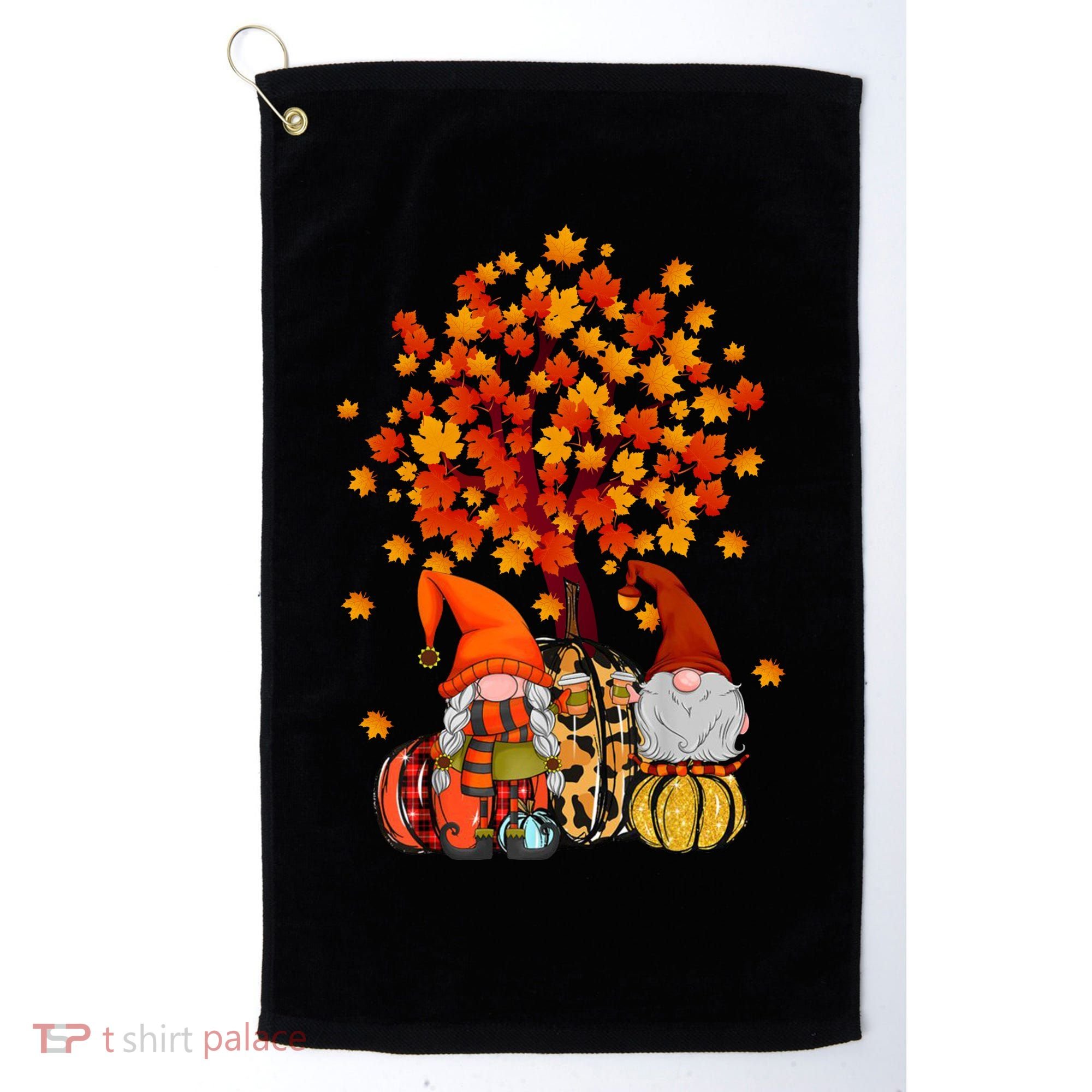Autumn Leaves Gnomes Fall Season Pumpkin Golf Towel