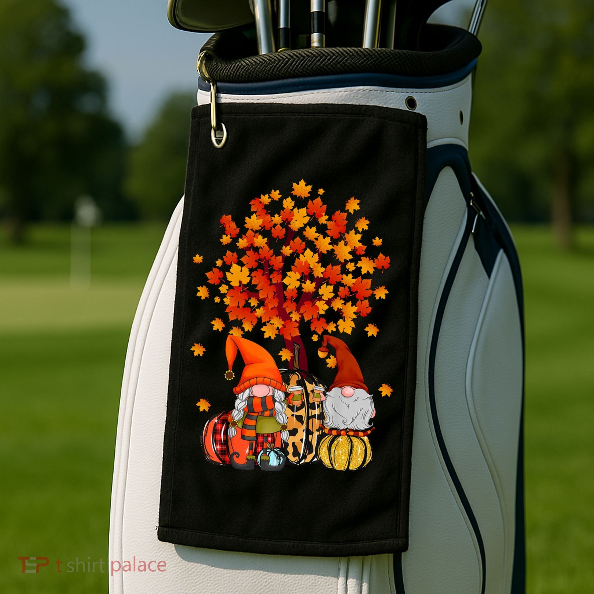 Autumn Leaves Gnomes Fall Season Pumpkin Golf Towel