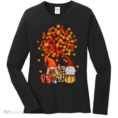 Autumn Leaves Gnomes Fall Season Pumpkin Women's Long Sleeve Shirt