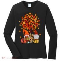 Autumn Leaves Gnomes Fall Season Pumpkin Women's Long Sleeve Shirt thumb 0