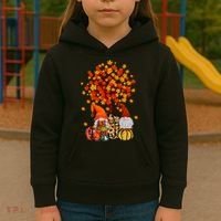 Autumn Leaves Gnomes Fall Season Pumpkin Kids Hoodie thumb 3