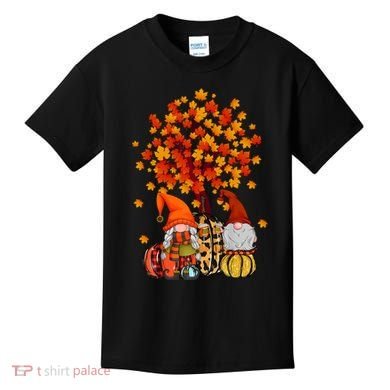Autumn Leaves Gnomes Fall Season Pumpkin Kids T-Shirt
