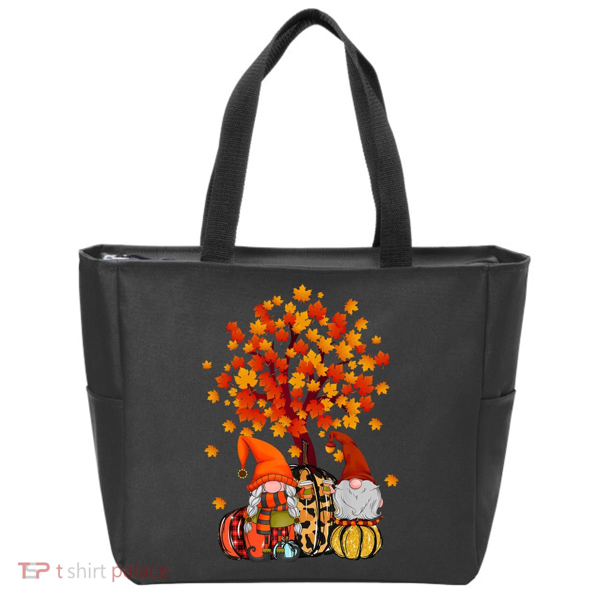 Autumn Leaves Gnomes Fall Season Pumpkin Tote Bag