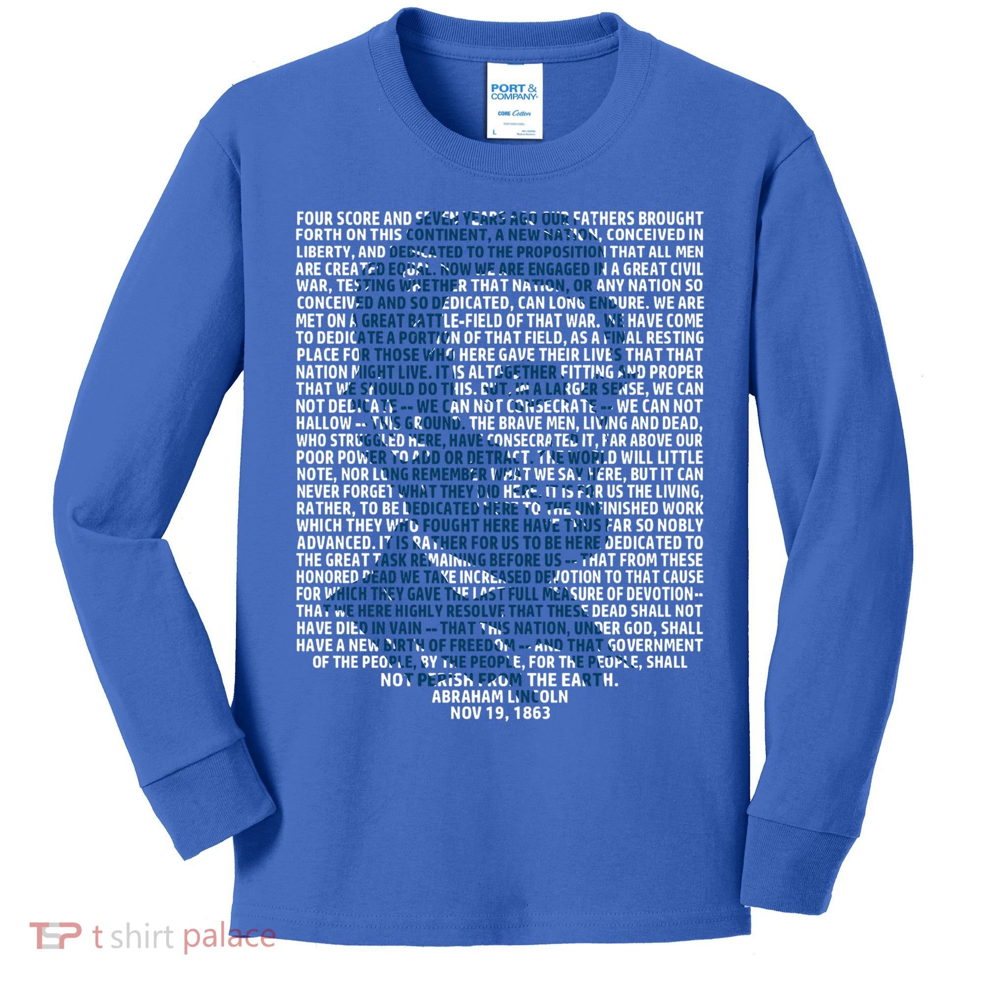 Abraham Lincoln Gettysburg Address Gift History Kids Long Sleeve Shirt
