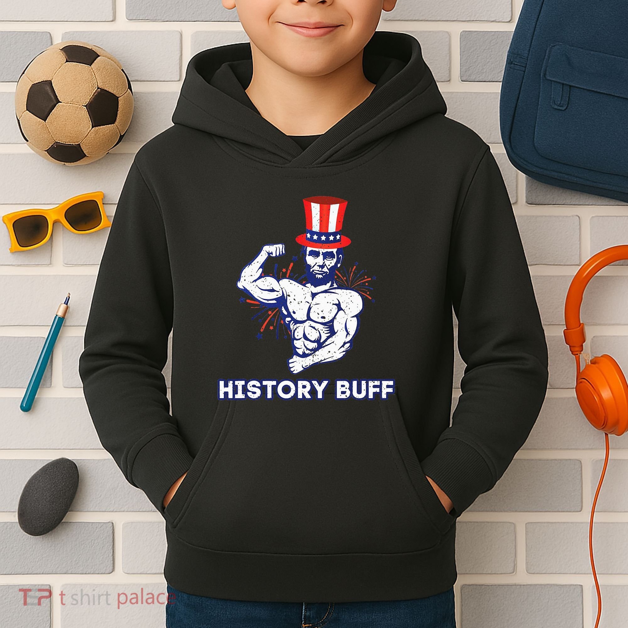 Abraham Lincoln History Buff Funny Weightlifting Workout Gym Kids Hoodie